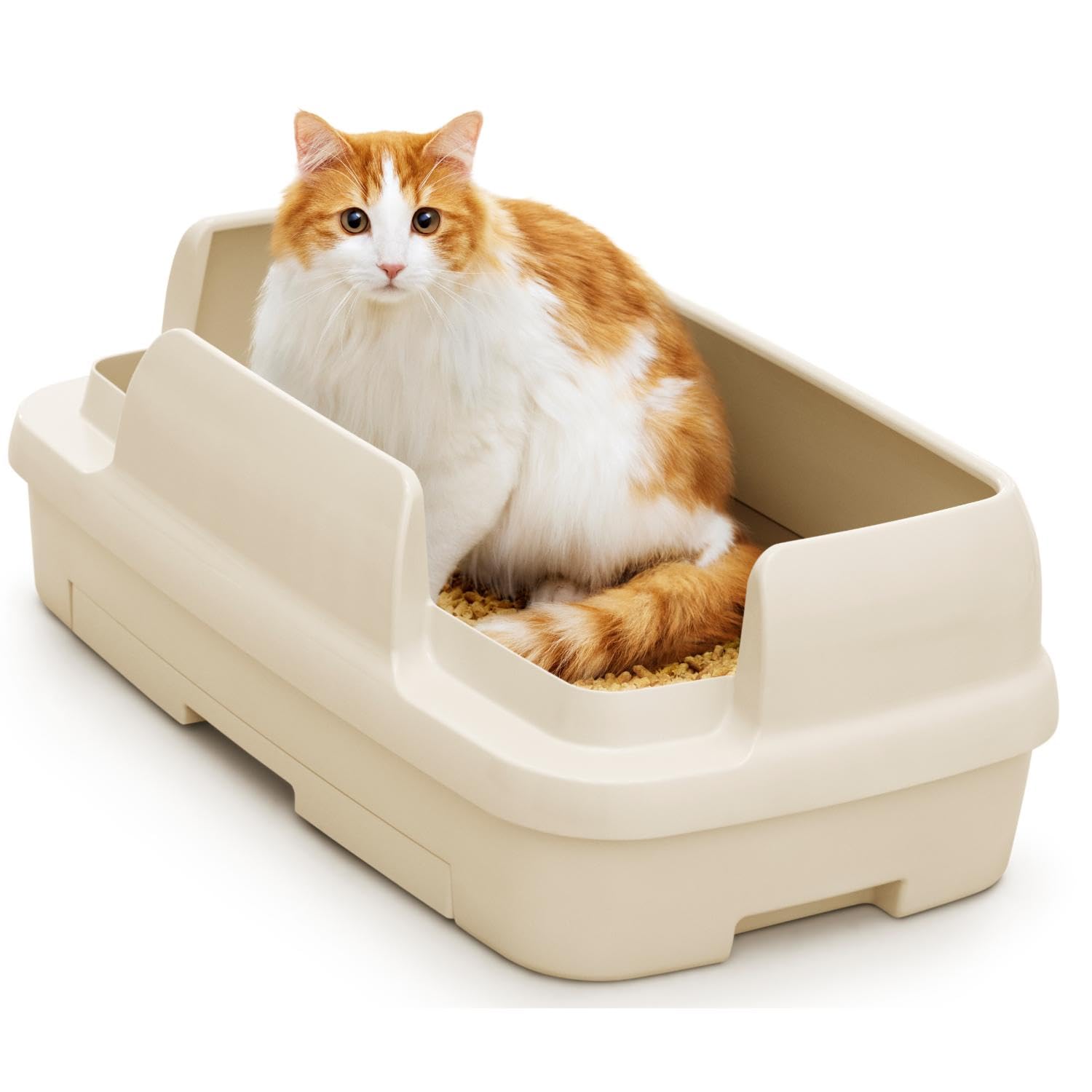 [返金キャンペーン中]ニャンとも清潔トイレセット [約1か月分チップ・シート付]猫用トイレ本体のびのびリラックスライトベージュ ワイド 大型