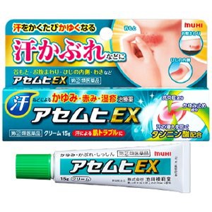 他サイト： 【第(2)類医薬品】池田模範堂 アセムヒEX 15g×1個 あせも 湿疹 皮膚炎 皮膚薬 かゆみ 皮膚薬 セルフメディケーション税制対象商品 指定第2類医薬品の商品画像