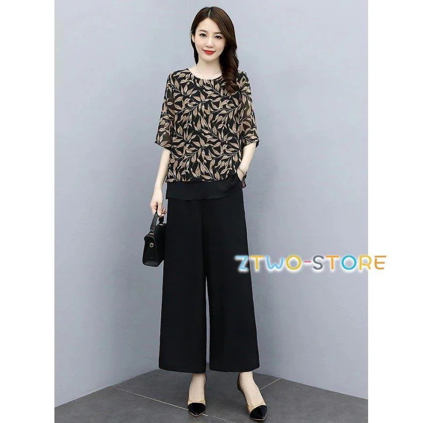 セットアップ レディース きれいめ かっこいい パンツドレス 結婚式 お呼ばれドレス パンツ 大きいサイズ 3L 4L 50代 40代 30代 柄シャツ リーフ柄 蝶々柄 5,214円