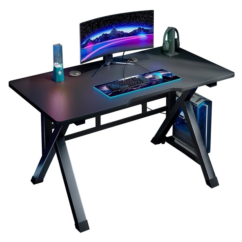 【2つ買うと200オフ】デスク パソコンデスク ゲーミングデスク 机 幅801001cm X 奥行60cm 炭素繊維板テーブルトップ K型脚構造設計 双方向ケーブル穴付き 組立簡単