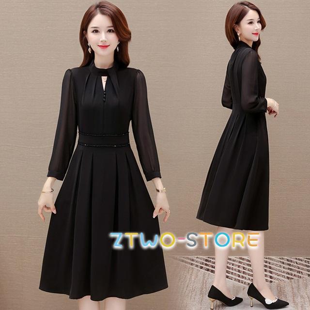 膝丈 パーティードレス 大きいサイズ 3L 4L 5L ミドル丈 結婚式 ドレス ワンピースドレス お呼ばれドレス 無地 シンプル ワンピース きれいめ 黒