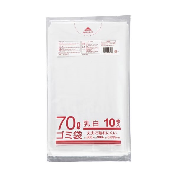 （まとめ） クラフトマン 業務用乳白半透明 メタロセン配合厚手ゴミ袋 70L HK-085 1パック（10枚） 30セット