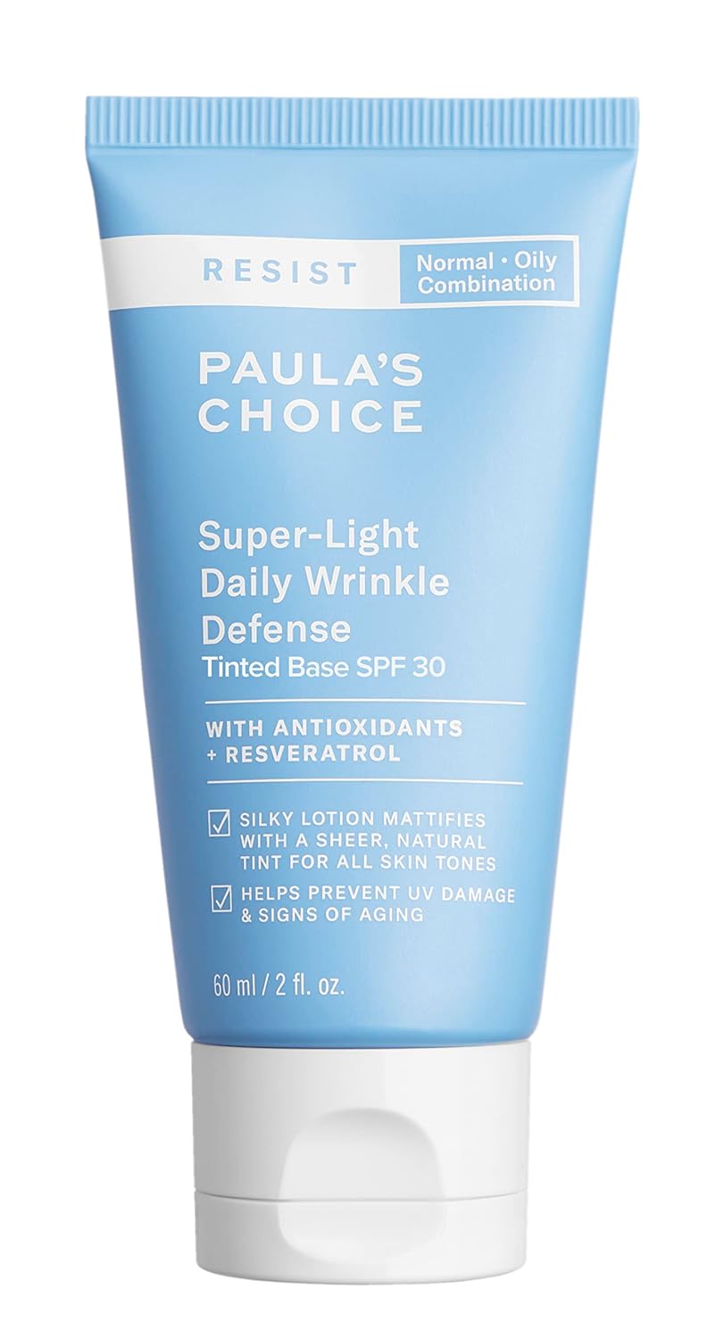 Paula s Choice RESIST 超軽量デイリーシワ防御SPF 30マット着色顔保湿剤UVA&UVB保護油性肌用ミネラル日焼け止め無香料&パラベンフリー2オンスです