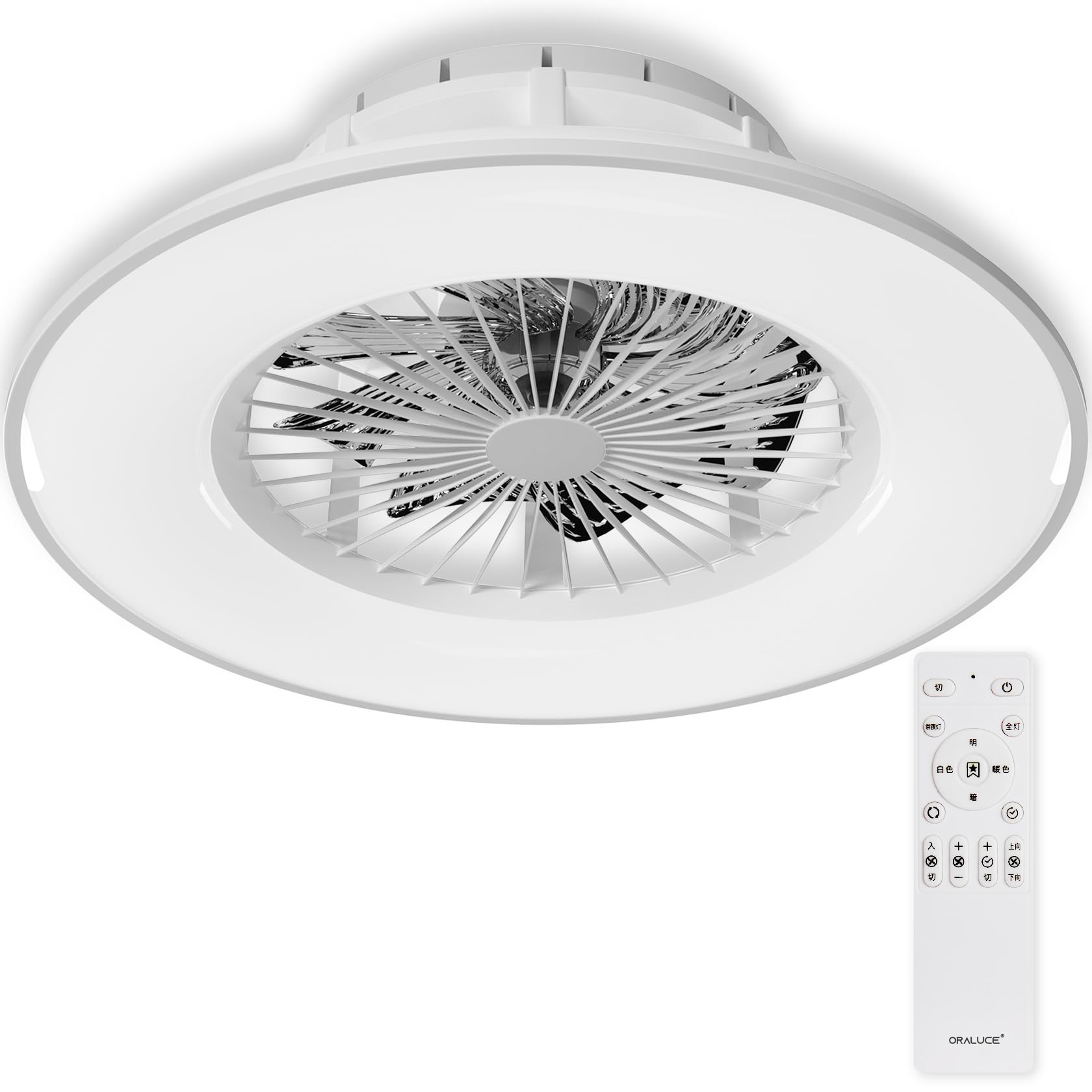 ORALUCE シーリングファンライト 10畳 ファン付き LEDシーリングライト 直径 56CM 4600lm 調光調色 間接照明 メモリー機能 風向切替 サーキュレーター リモコン付き ホワイト