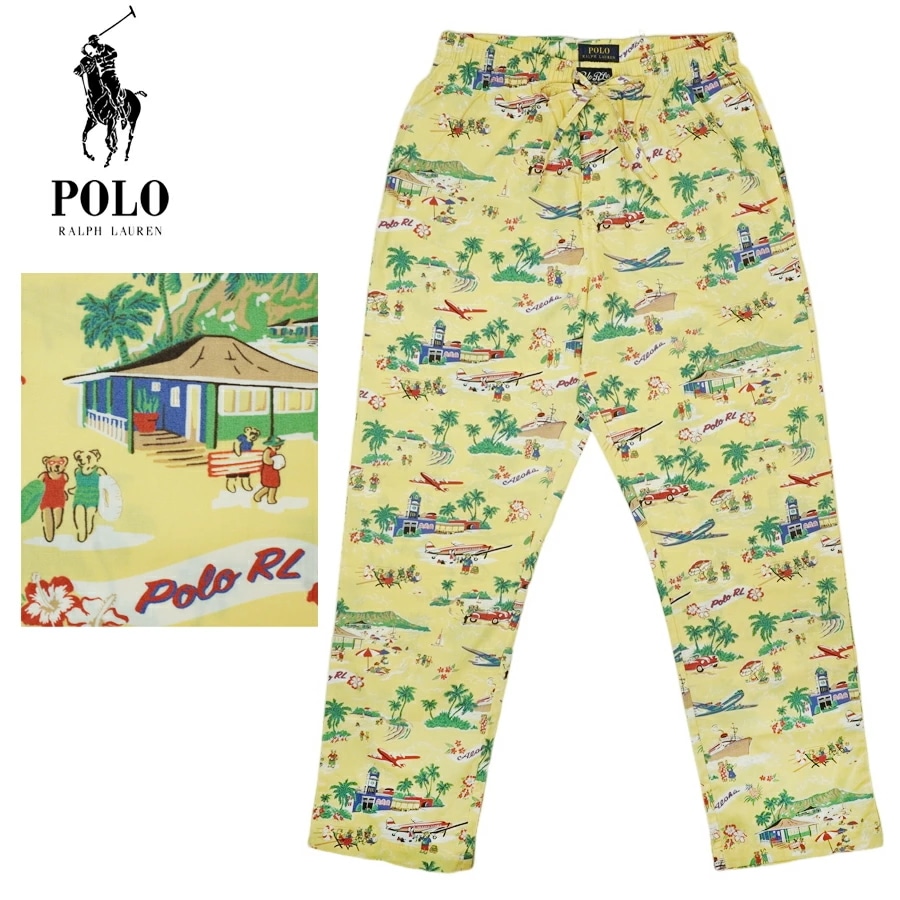 ラルフローレンPOLO RALPH LAUREN ポロラルフローレン メンズ ビーチリゾート柄 コットンパンツポロベアー POLO BEAR くま キャラクター