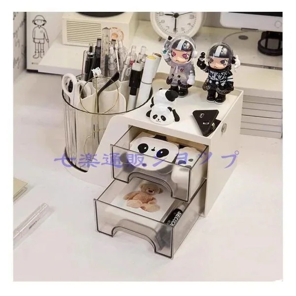迅速な配送い-ペン立て 卓上ペンスタンド 大容量ペンホルダー 分格設計 引き出し スタンド使用可能 おしゃれ 多機能デスク収納ケ 文房具 小物収納 個別に使用可能