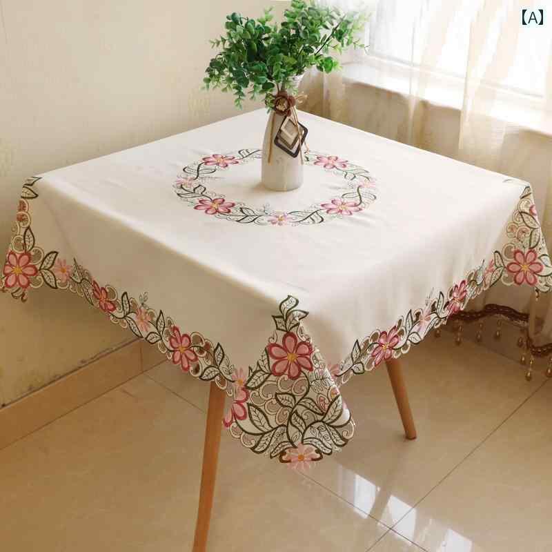 テーブルクロス 正方形 布 麻雀 食卓 ダイニング レース ベッドサイド カバー マット 汚れ キズ防止 おしゃれ 花柄 青 赤 黄