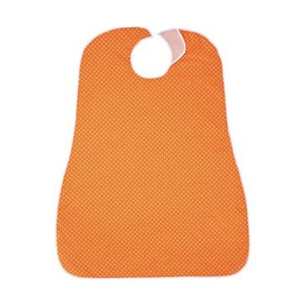 （まとめ）カネモ商事 LOr食事用エプロンホワイトドットオンオレンジ 1セット（5枚）[x3セット]