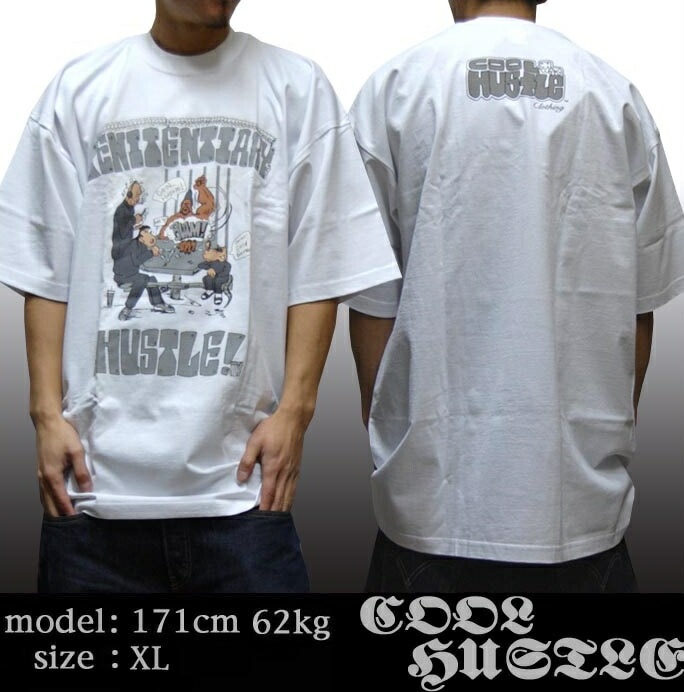 クールハッスル メンズ Tシャツ ホワイト COOL HUSTLE Penitentiary コンプトン ストリート スタイル HIPHOP ウェアー B系 服 ヒップホップ ダンス 西海岸 ウエスト