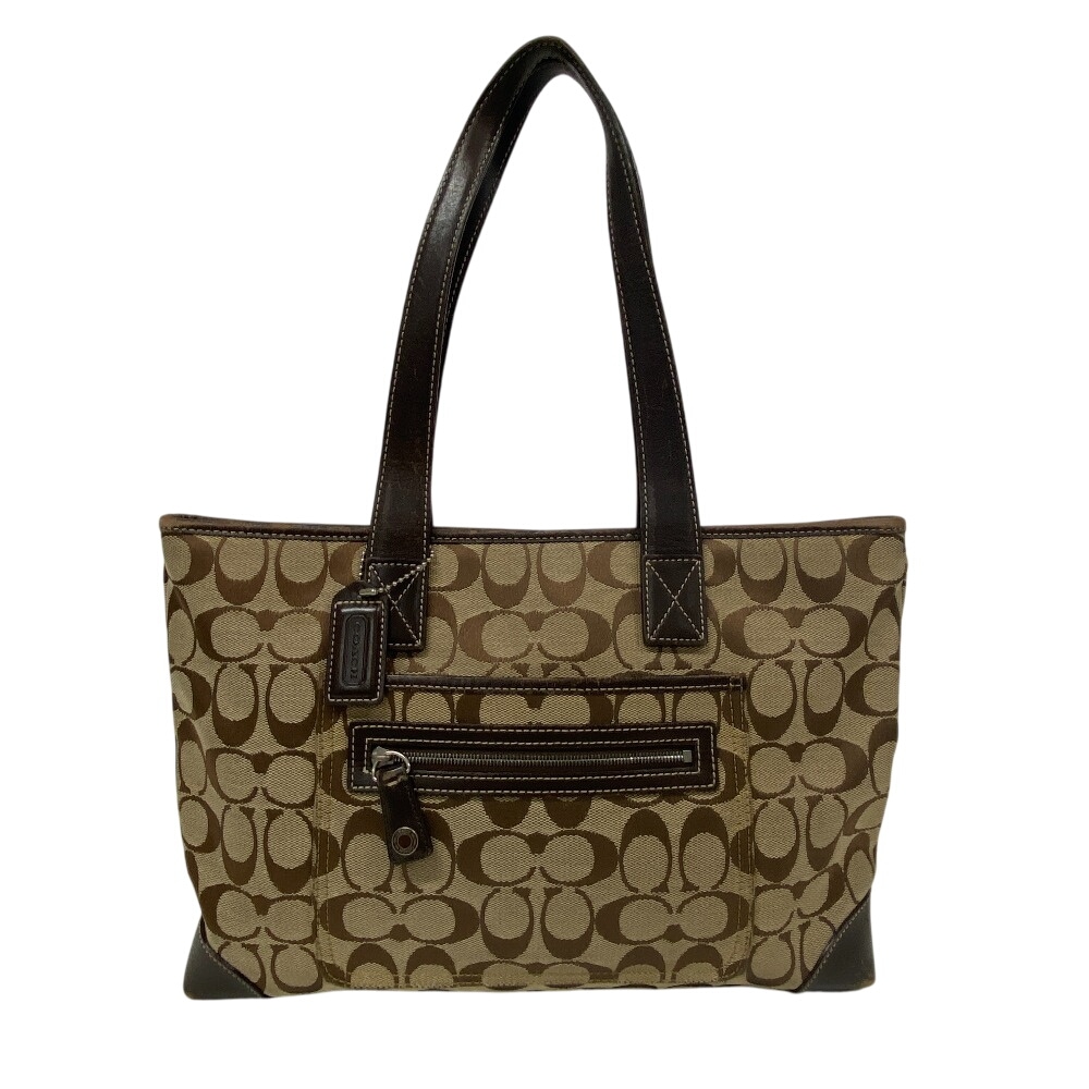 6082 シグネチャー ショルダーバッグ キャンバス ショルダーバッグ ベージュ レディース ブランド