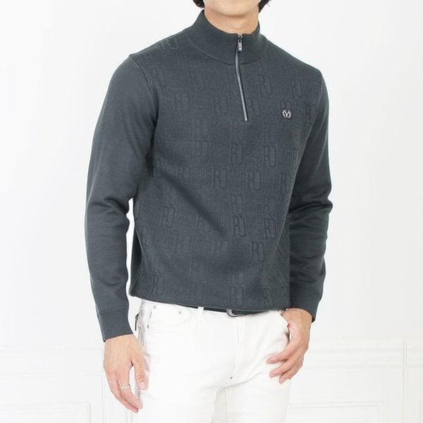 マインフロー 男性用 ウール ニット ハーフジップ ゴルフニット ニットカラーTシャツ DW215 ウールニット ハーフジップ