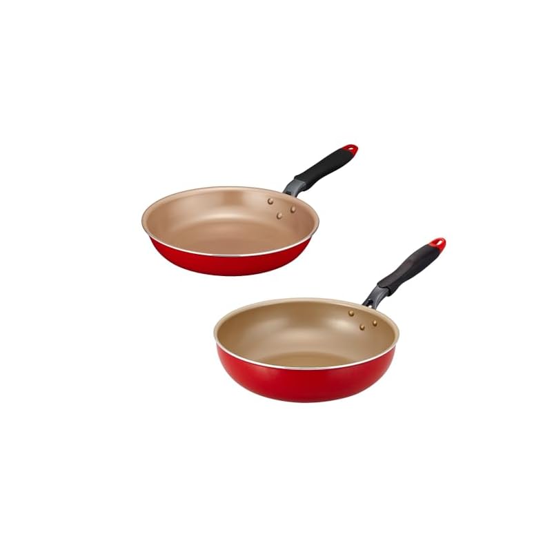 エバークック フライパンセット 2点（フライパン26 深型フライパン28） オール熱源対応（IH対応） 【500日保証】 こげつきにくいフライパン PFOA フリー レッド ドウシシャ