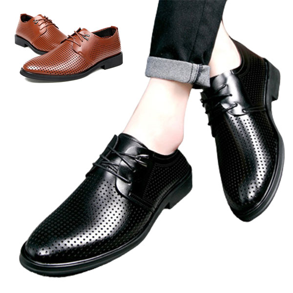 商い ビジネスシューズメッシュ夏新作カジュアルシューズ滑り止め通気靴メンズ靴ビジネスシューズ