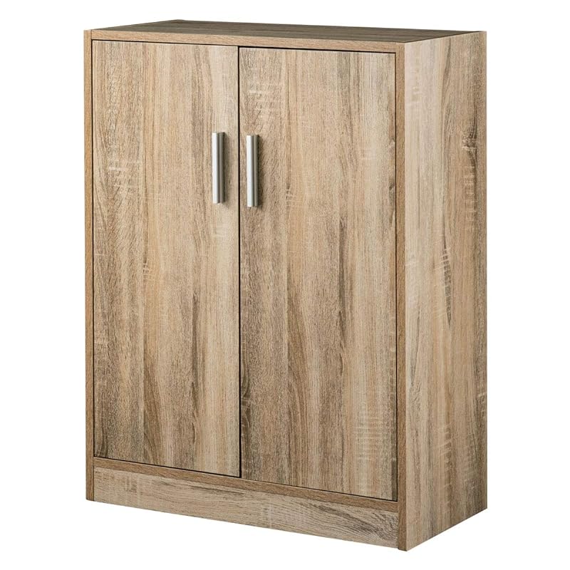 ぼん家具 シューズボックス 下駄箱 4段 幅60cm 奥行き30 玄関収納 2扉タイプ 通気性 靴箱 オーク