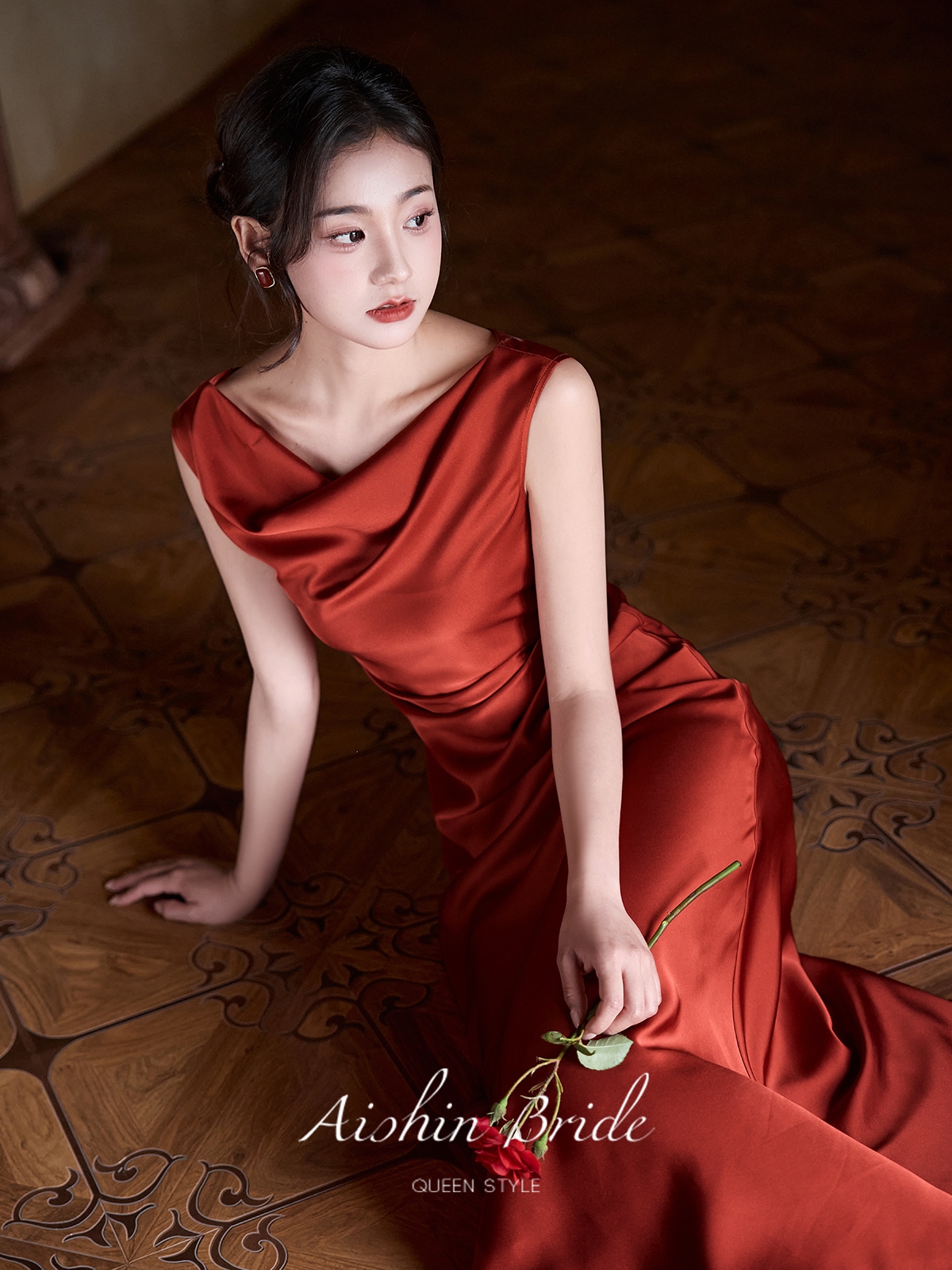 ブライダルエンゲージメントイブニングドレス女性用ドレス赤い高級トーストドレス白いモーニングローブ