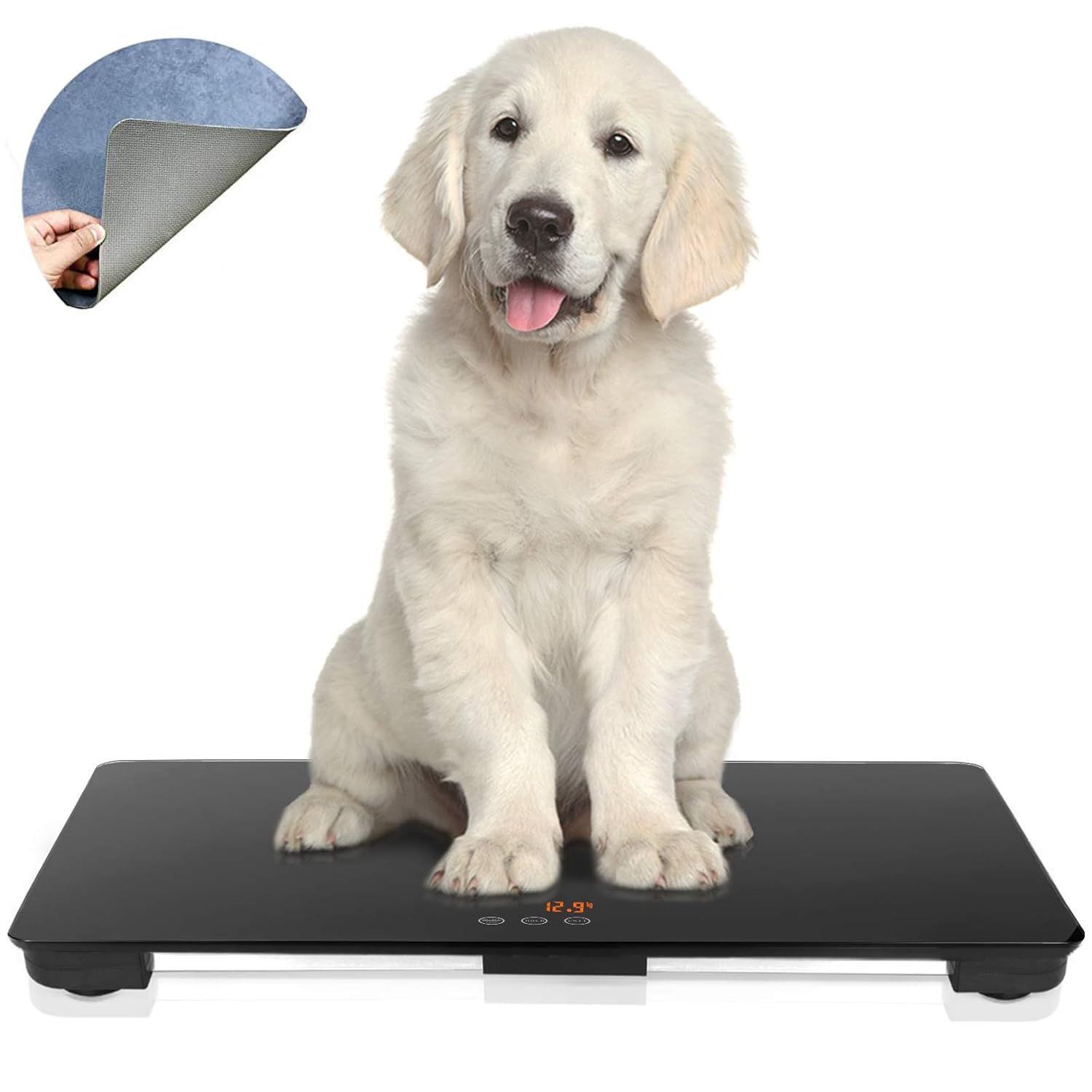 犬用体重計動物用体重計65x45cm最大体重100kg精度10g黒犬と猫に適しています無料の滑り止めマット