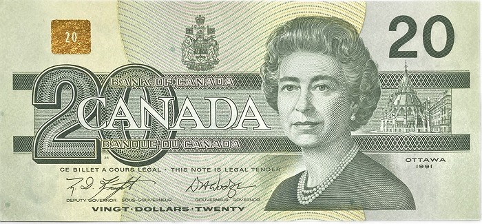 カナダ 20ドル エリザベス女王 1991年 未使用 世界 外国 貨幣 古銭 旧紙幣 旧札 旧 紙幣 アンティーク 記念