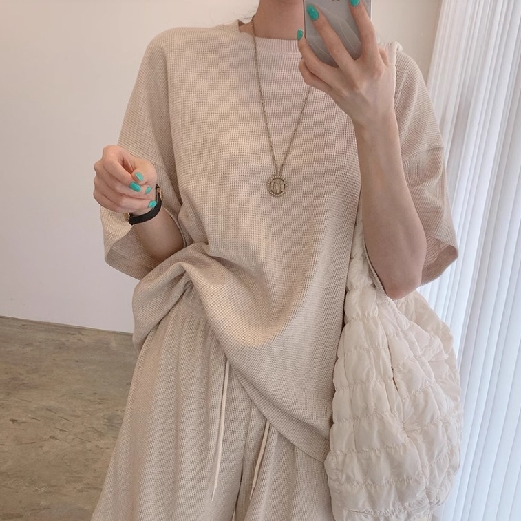 レディース トップス プルオーバー サマーセーター サマーニット Tシャツ 半袖 ラウンドネック 襟なし ワイド 伸縮性 異国風 かわいい 大人可愛い きれいめ シンプル カジュアル 上品 おしゃれ