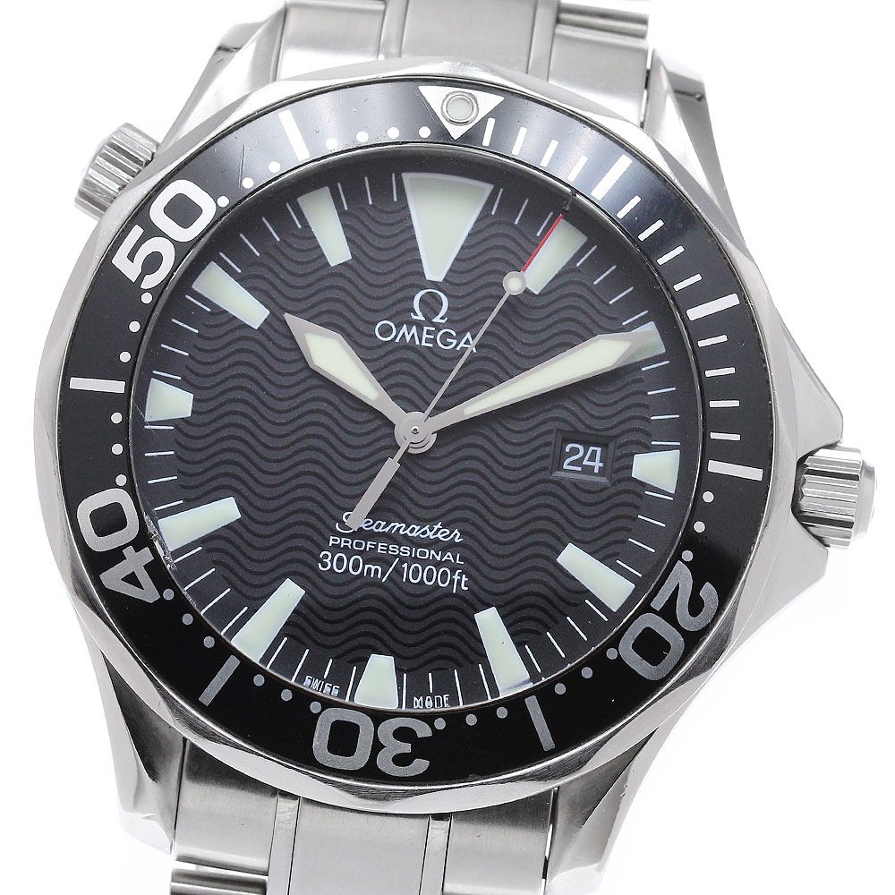 オメガ OMEGA 2264.50 シーマスター300 デイト クォーツ メンズ 保証書付き_961353【中古】
