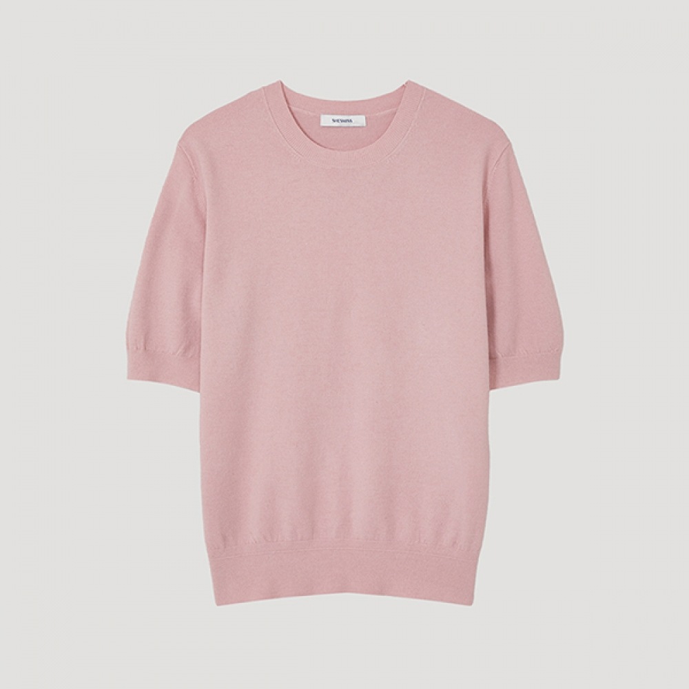 (シールズミス) ラウンドネックハーフスリーブニット_SSKPOP12600_PI