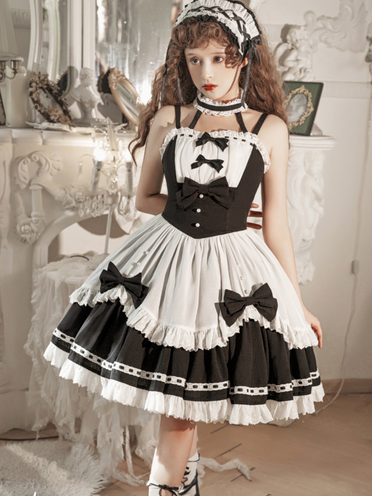 lolita地雷パーカーロリータ ワンピース ゴスロリドレスメイド服かわいいメイド服ロリータ服