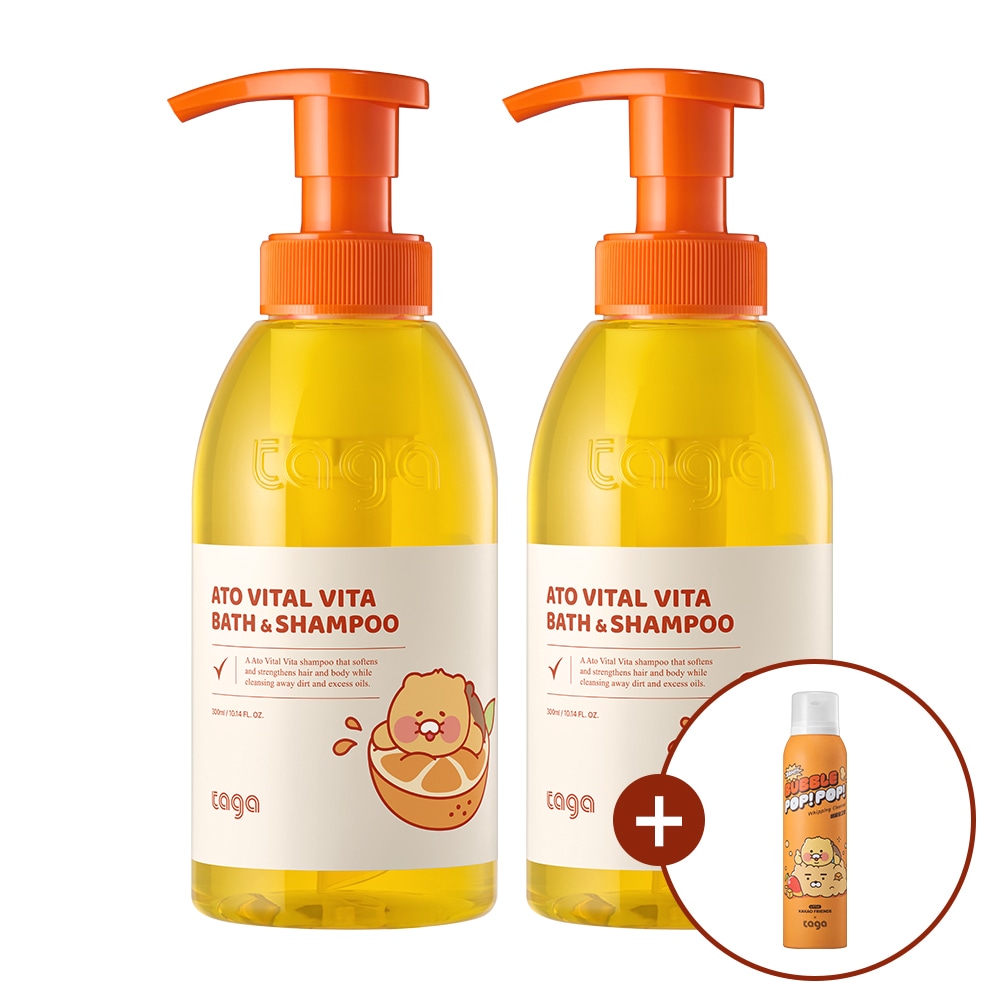 リトルチュンシクイ エディション タガ アト バイタル ビタ バスアンドシャンプー 300ml x 2個+バブルポップ ホイップ クレンザー ランダムプレゼント / キッズ 子供 小学生 弱酸性 シャ