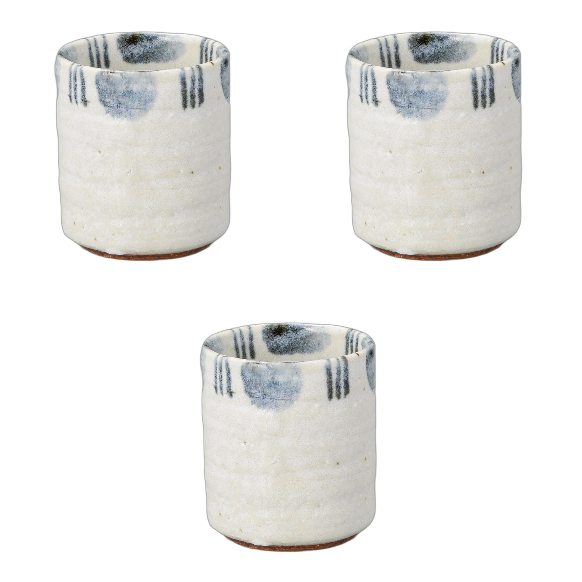 セトモノホンポ(Setomonohonpo) 3個セット 紺実十草長湯呑 [ 6.8×8cm ] 湯呑陶磁器