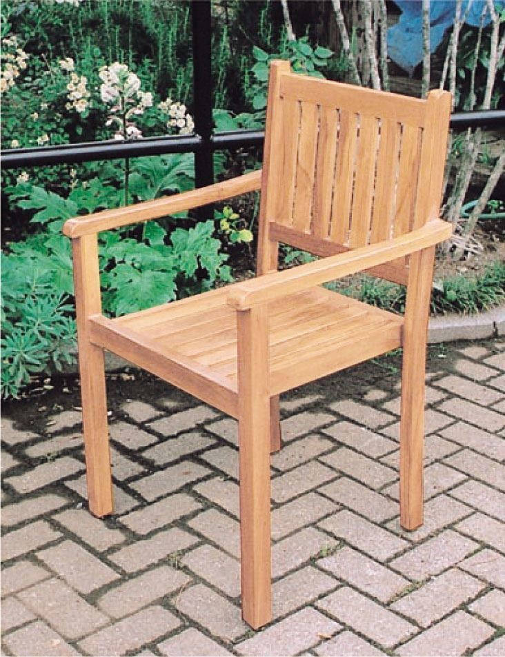 ジャービス商事　ガーデンチェア　天然木無垢材　シンプルスタッキングチェア　36711　木製