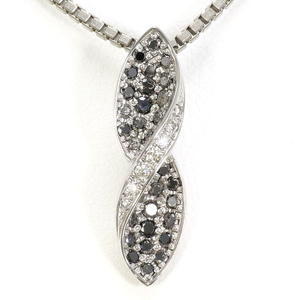 K18 18金 WG ネックレス ブラックダイヤ ダイヤ 計0.50 カード鑑別書 【中古】