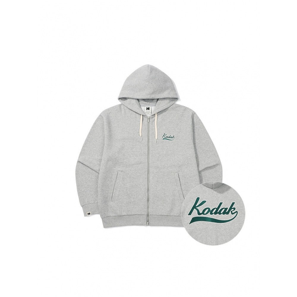 コダックアパレルビッグロゴフーディージップアップ M. グレー