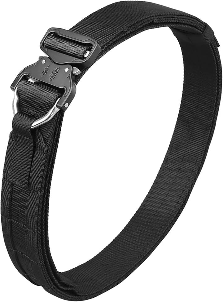 タクティカルベルト ズレない2重巻き メタル製 モールベルト サバゲー ファーストライン インナーアウターベルトセット(ブラック)