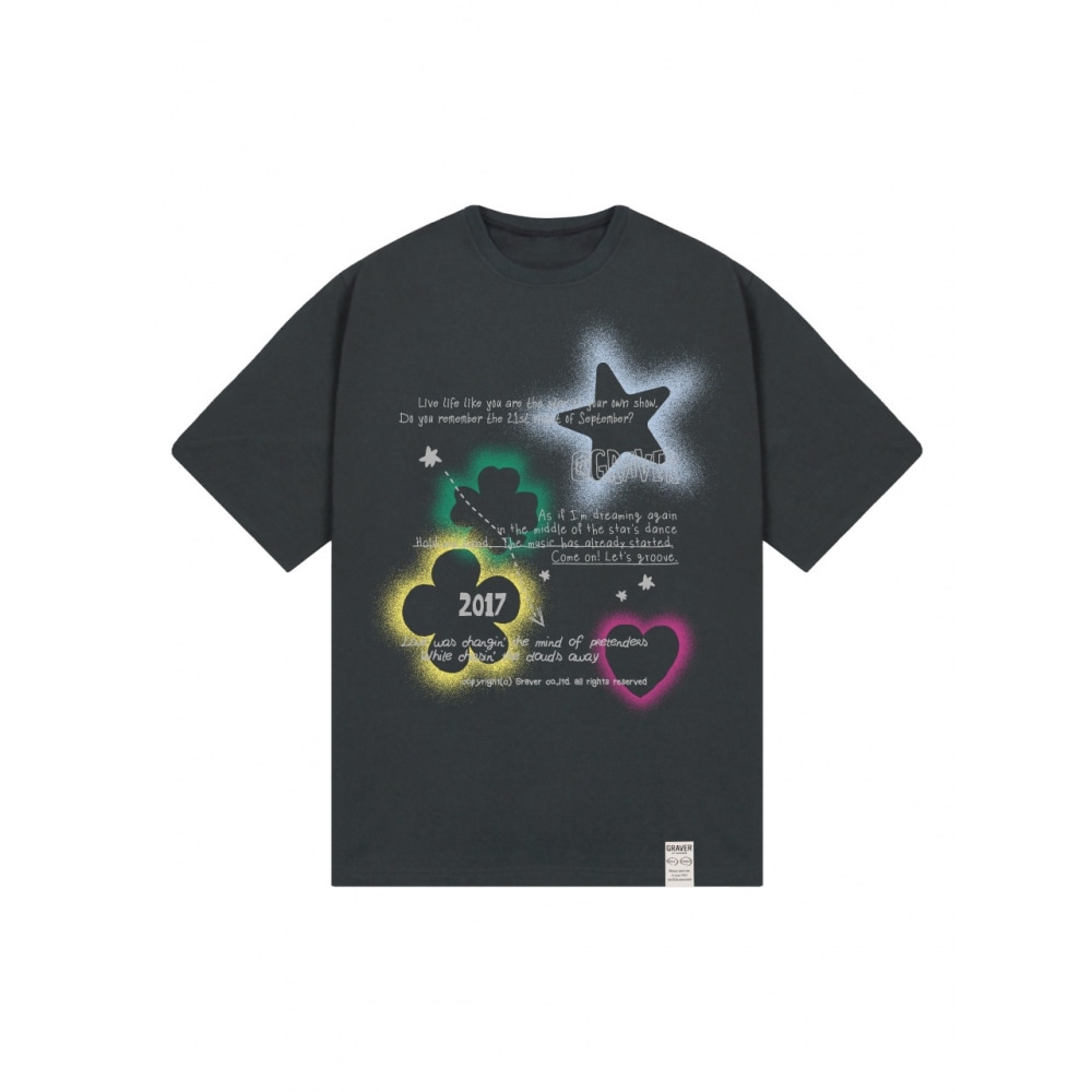 グラバースプレードゥードル半袖Tシャツチャコール