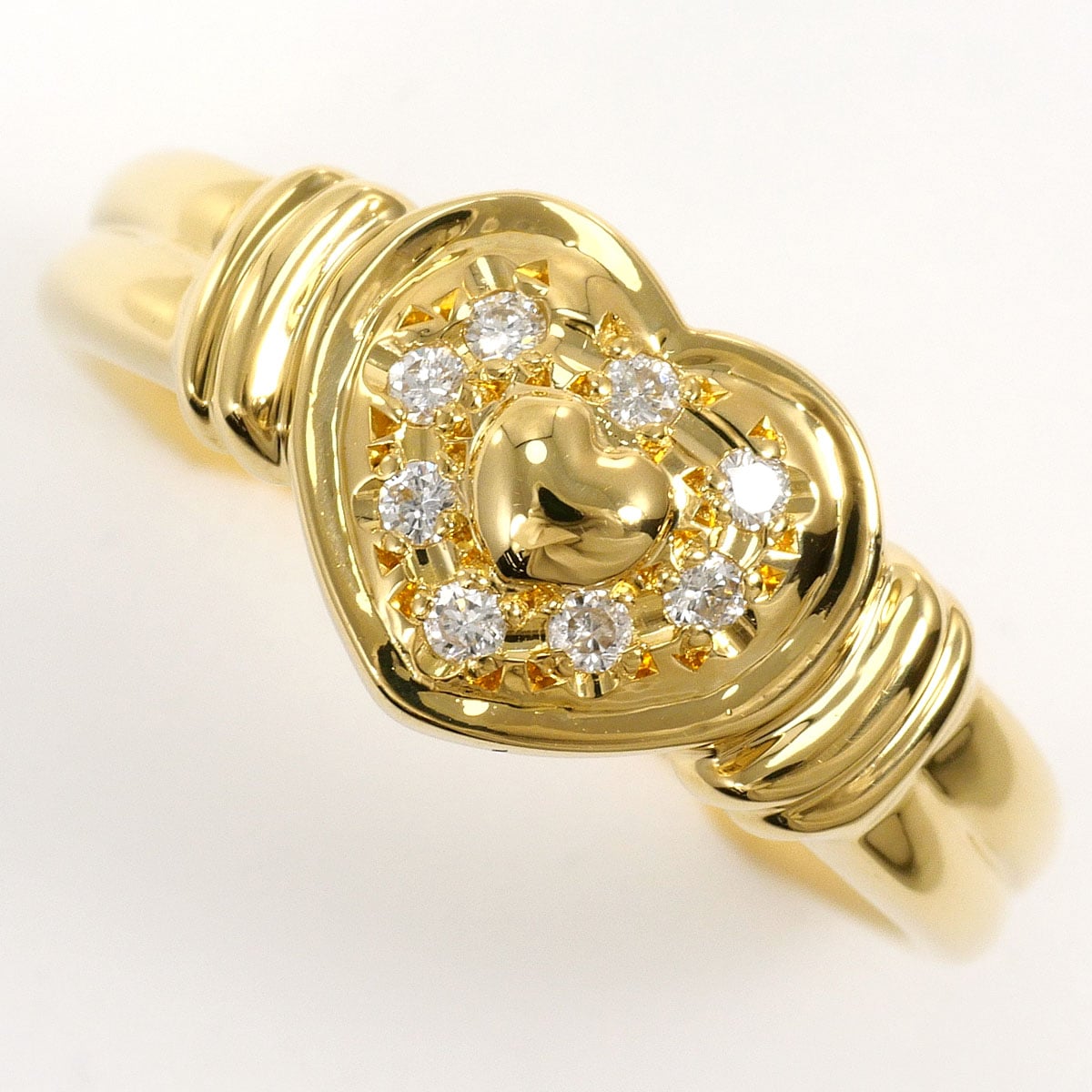 K18 18金 YG イエローゴールド リング・指輪 12号 ダイヤモンド 0.10 ct 鑑別書 総重量約4.2g ジュエリー 中古