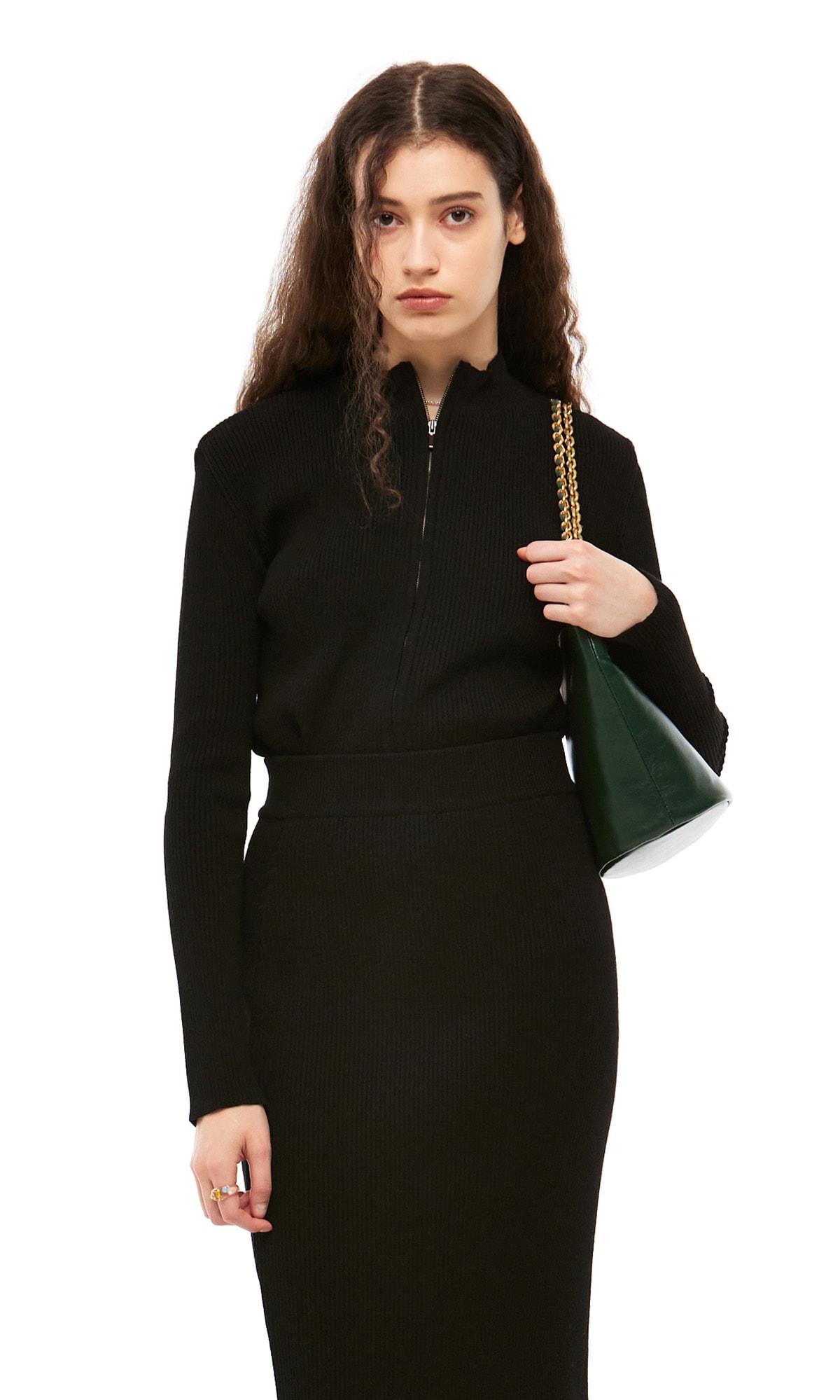 【J.CHUNG】 HEIM TWO WAY ZIP-UP CARDIGAN : BLACK 23,700円