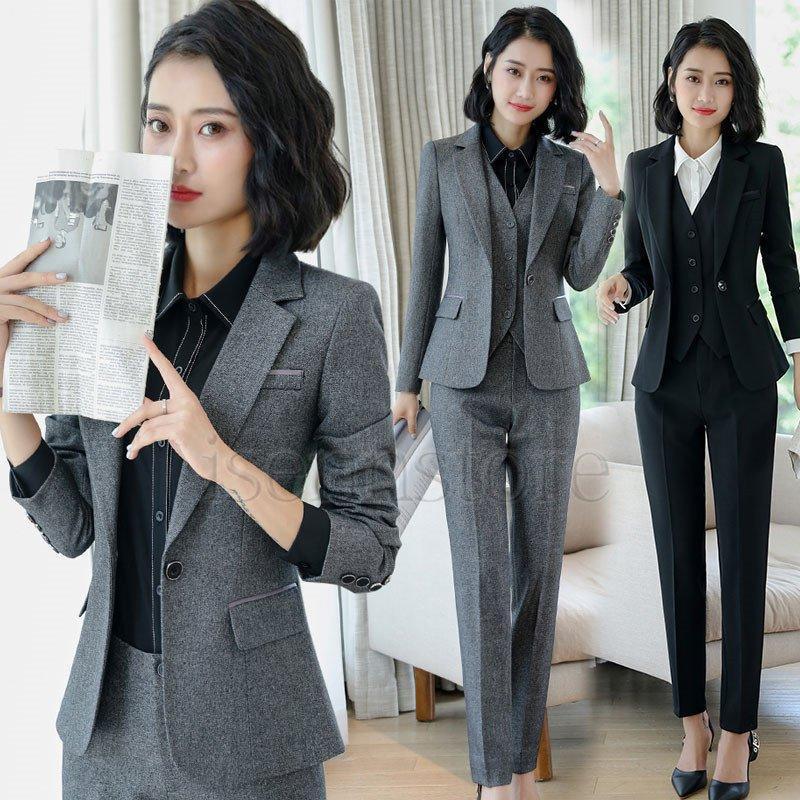 スーツ レディース 夏 初秋 フォーマル 大きいサイズ セットアップ 通勤 OL ビジネス 就活 入学式 ジャケット パンツスーツ カジュアル 大人