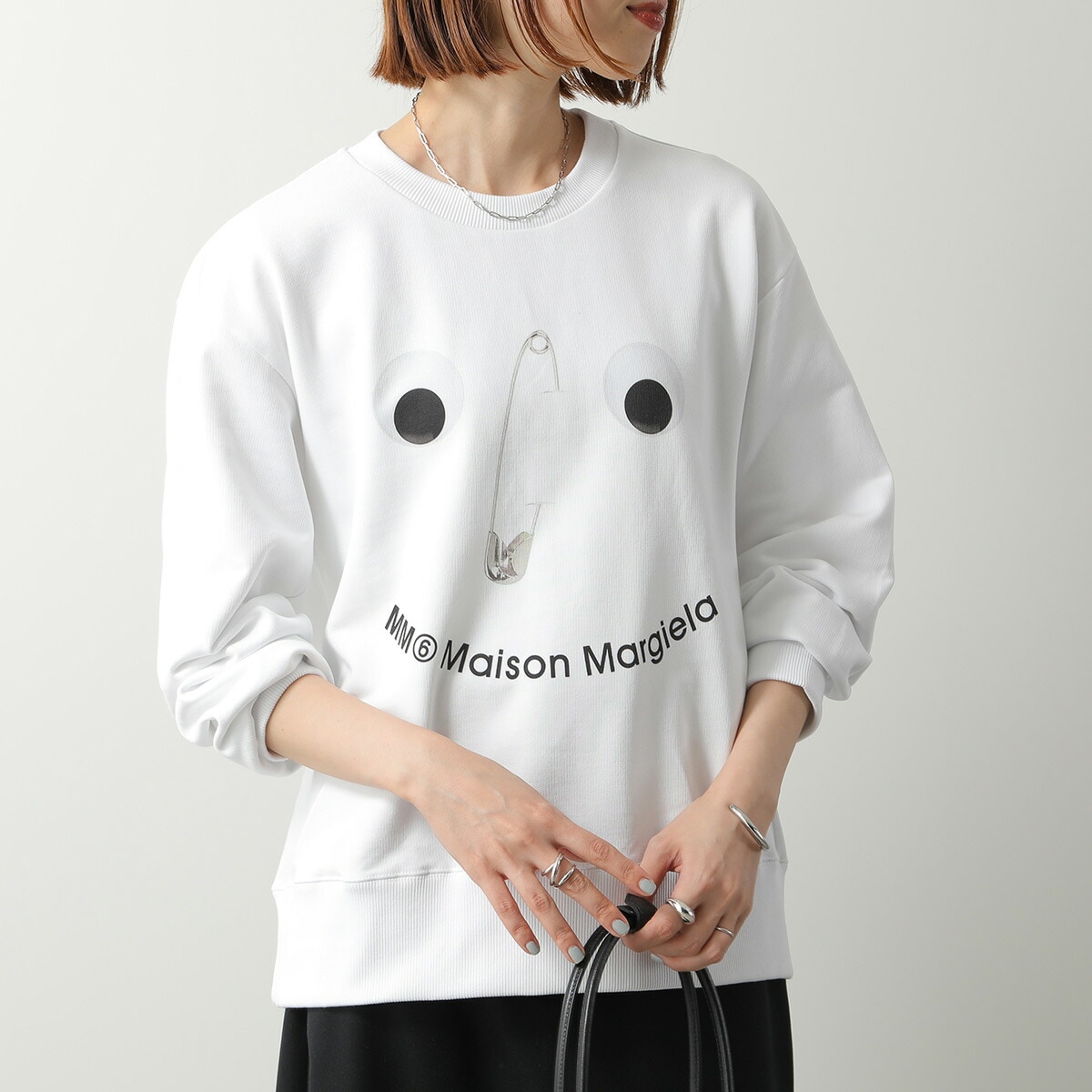 MM6 KIDS エムエムシックス メゾンマルジェラ キッズ トレーナー M60868 MM04H レディース ガールズ スウェット Faceロゴ クルーネック M6100