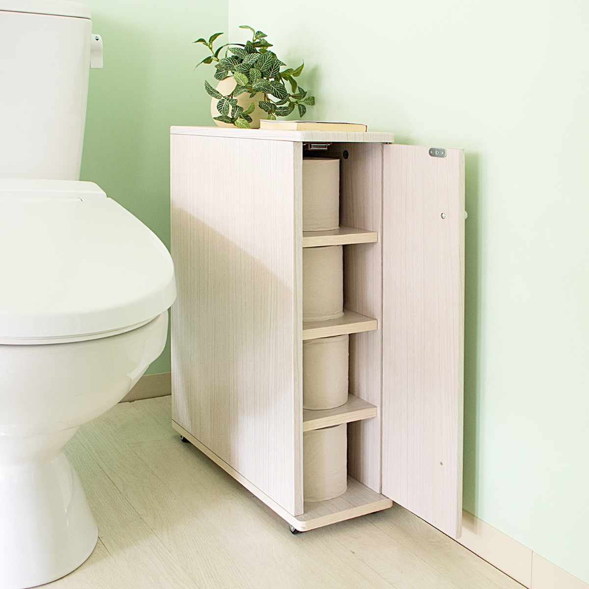 トイレラック Porte ホワイト トイレ 収納 トイレ収納 スリム トイレットペーパー トイレットペーパー収納 ストッカー トイレットペーパーホルダー ペーパーストッカー 木