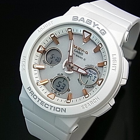 CASIO/Baby-Gカシオ/ベビーGソーラー電波腕時計 Beach Traveler/ビーチトラベラーシリーズ レディース ホワイト/ゴールド(国内正規品)BGA-2500-7AJF