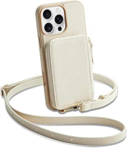 iPhone 16 Pro ケース 背面手帳型 ICカード収納 ショルダー 2way ストラップ