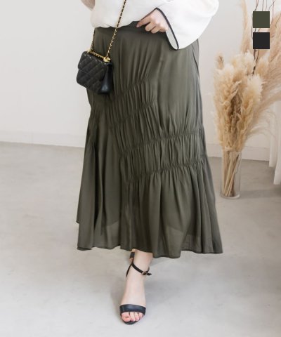 大きいサイズ レディース LL 3L 4L XL XXL XXXL アシメギャザーデザインスカートその他 スカート