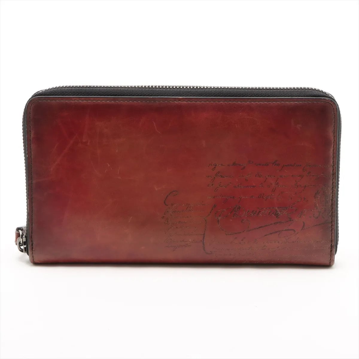 美品 カリグラフィ レザー 長財布 長財布 二つ折り ウォレット ラウンドファスナー 本革 ブラウン 茶色 メンズ MMM DJ54-7 中古