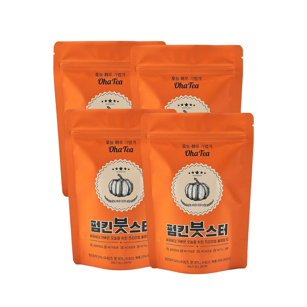 K-TEA プレミアム パンプキンブースター むくみ解消茶 ダイエット茶 かぼちゃ あずき 茯苓 生分解性フィルター 韓国産 4パック 80包