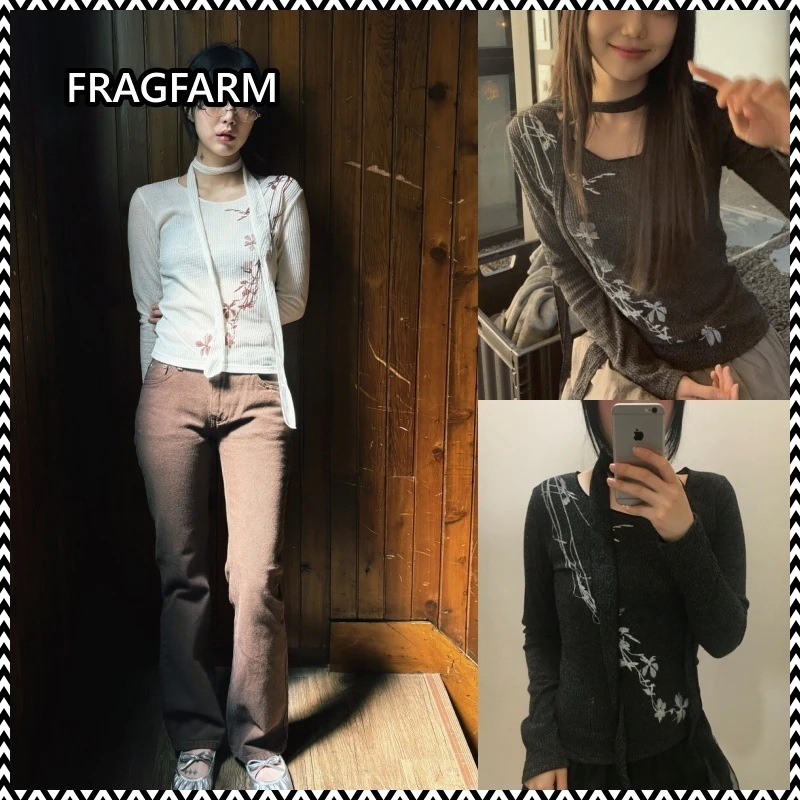 FRAGFARM Butterfly Needle Flower Scarf Set Long Sleeve