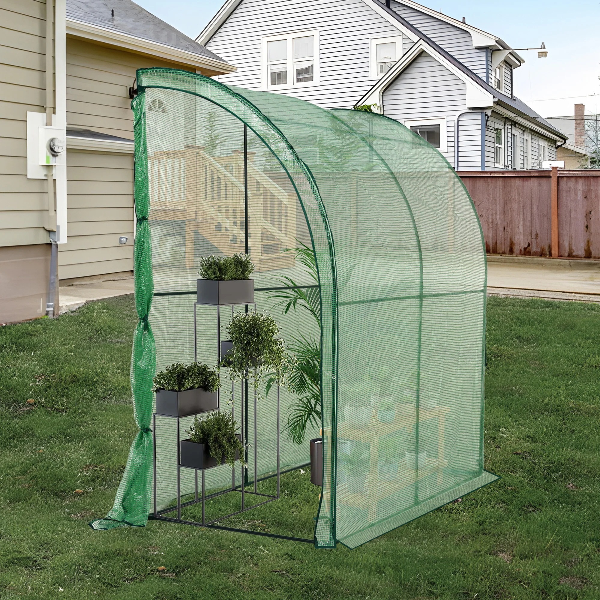 ビニール温室 大型 カバー付き 220*120*215CM 温室 ベランダ 家庭用 ビニールハウス 家庭菜園 ガーデンハウス フラワーハウス ラック ビニール カバー 組立式