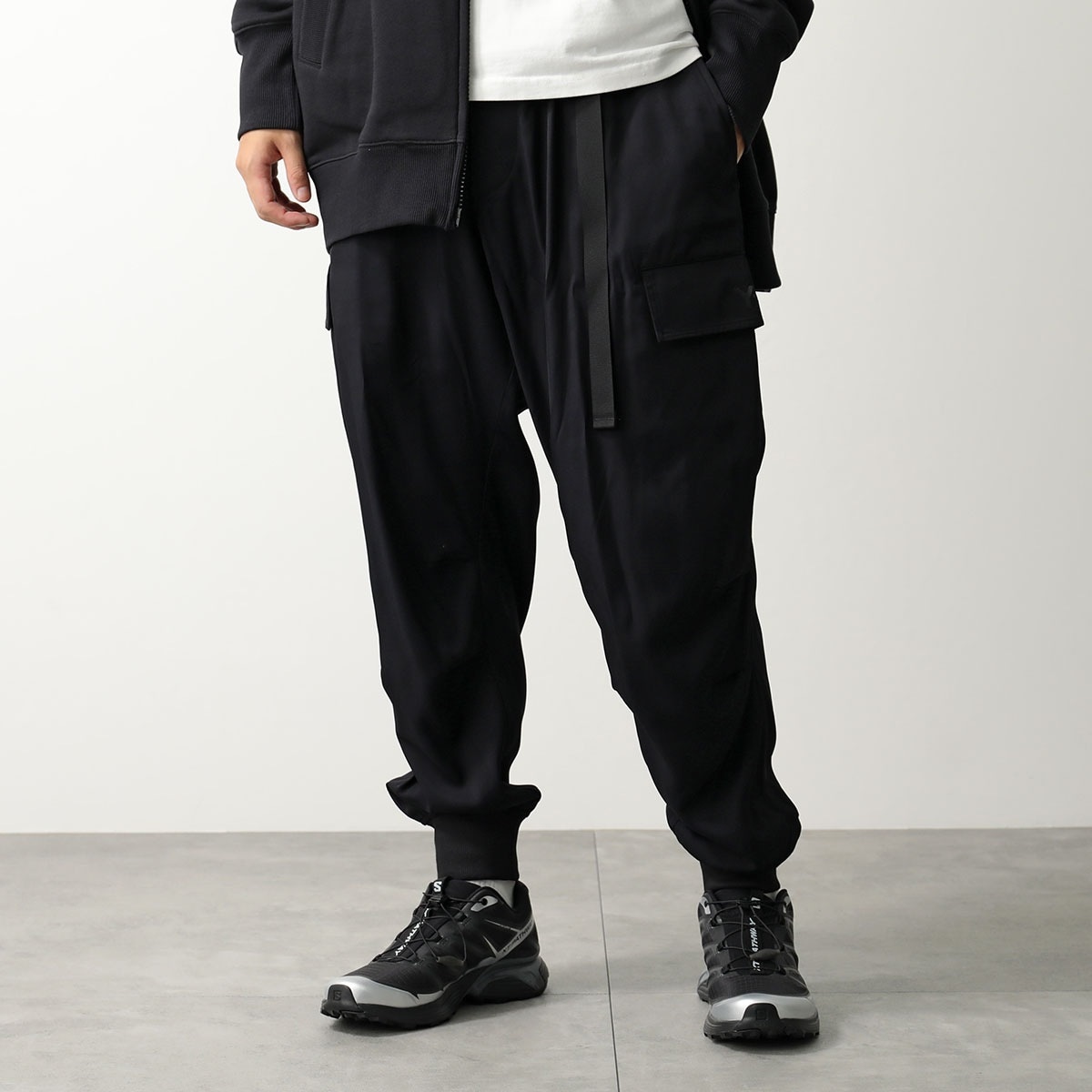 Y-3 ワイスリー カーゴパンツ JX7283 メンズ レーヨン ツイル カフ パンツ テーパード BLACK