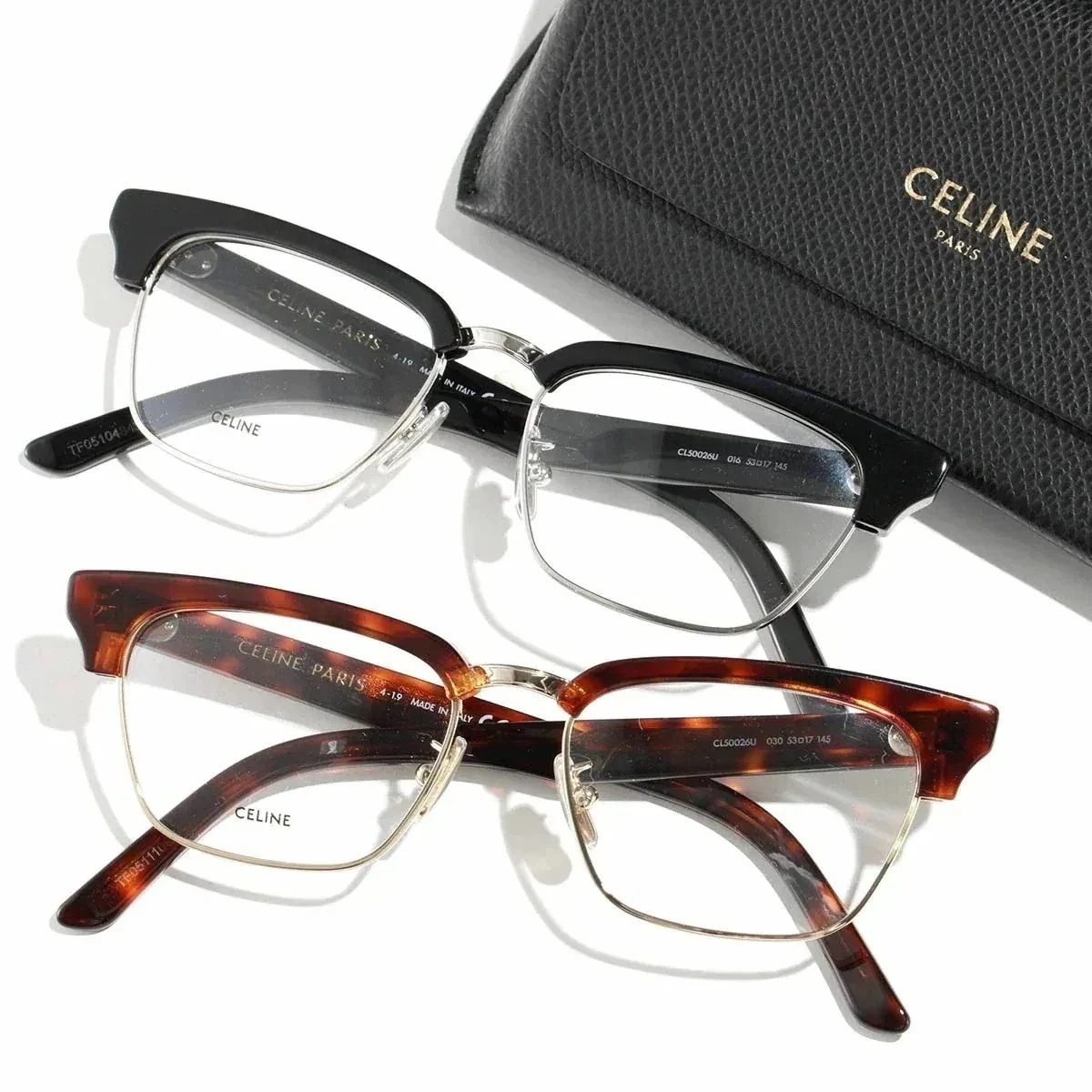 CELINE セリーヌ メガネ CL50026U メンズ ブロー型 サーモント ハーフリム スクエア めがね 伊達メガネ ダテ 眼鏡 ロゴ アイウェア カラー3】 【ts】