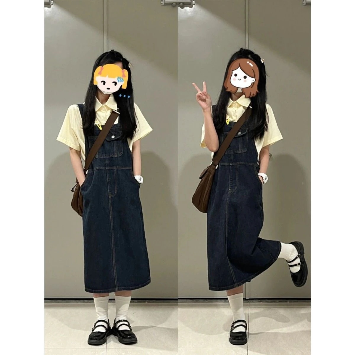 早春デザインカウボーイストラップスカート女性夏小さめかわいいルーズ日本システム薄いスリングバックスカートミディアム丈モデル
