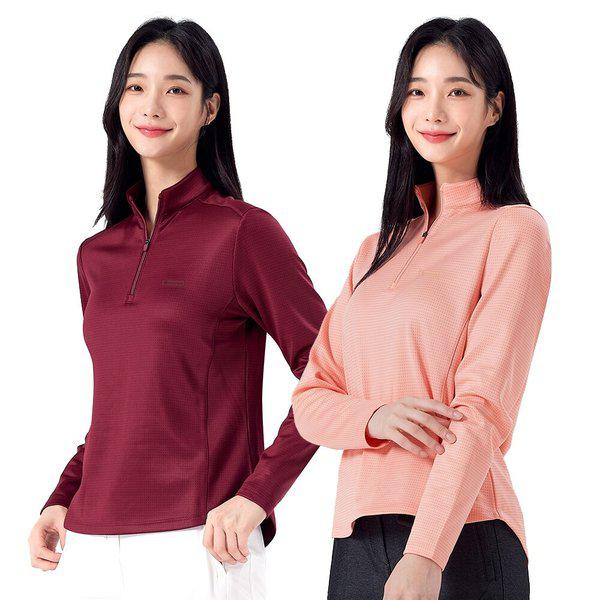 冬の女性用裏起毛長袖ジップアップ登山Tシャツ KU23T45712