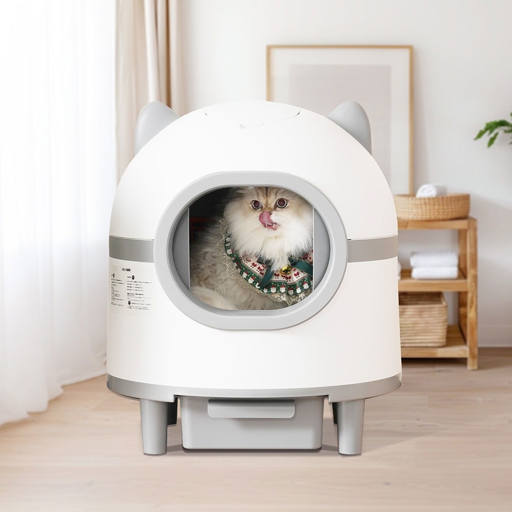 【国内即日発送】自動ネコトイレ 猫 トイレ 猫トイレ 自動 清掃 重量センサー 多頭飼い 大容量 留守番 脱臭 猫砂 掃除 飛び散り防止 スマホ アプリ 遠隔操作 ペット お手入れ簡単 おしゃれ