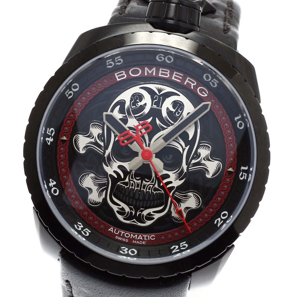 ボンバーグ BOMBERG BS45APBA.039-1.3 BOLT-68 バダスリミテッド ブラック スカル デイト 自動巻き メンズ 未使用品 箱・保証書付き_881482【中古】